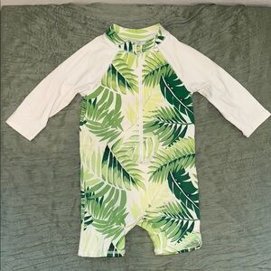 Janie and Jack Tropical Green Leaf Kids Swimwear, Size 18-24 mo
